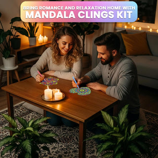 DIY Stained Glass Mandala Kit | Window Clings Craft for Kids & Adults | 10 Designs + Fluorescent Markers