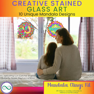 Stained Glass Kit – Animal & Word Designs | DIY Window Art Clings with Markers for Kids, Teens & Adults