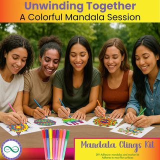 Stained Glass Kit for Kids and Adults - DIY Mandala Window Art Clings with Markers, 10 Unique Designs - Mandala Art Kit with Advanced Adhesive, Great for Any Flat Surfaces