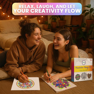 DIY Stained Glass Mandala Kit | Window Clings Craft for Kids & Adults | 10 Designs + Fluorescent Markers